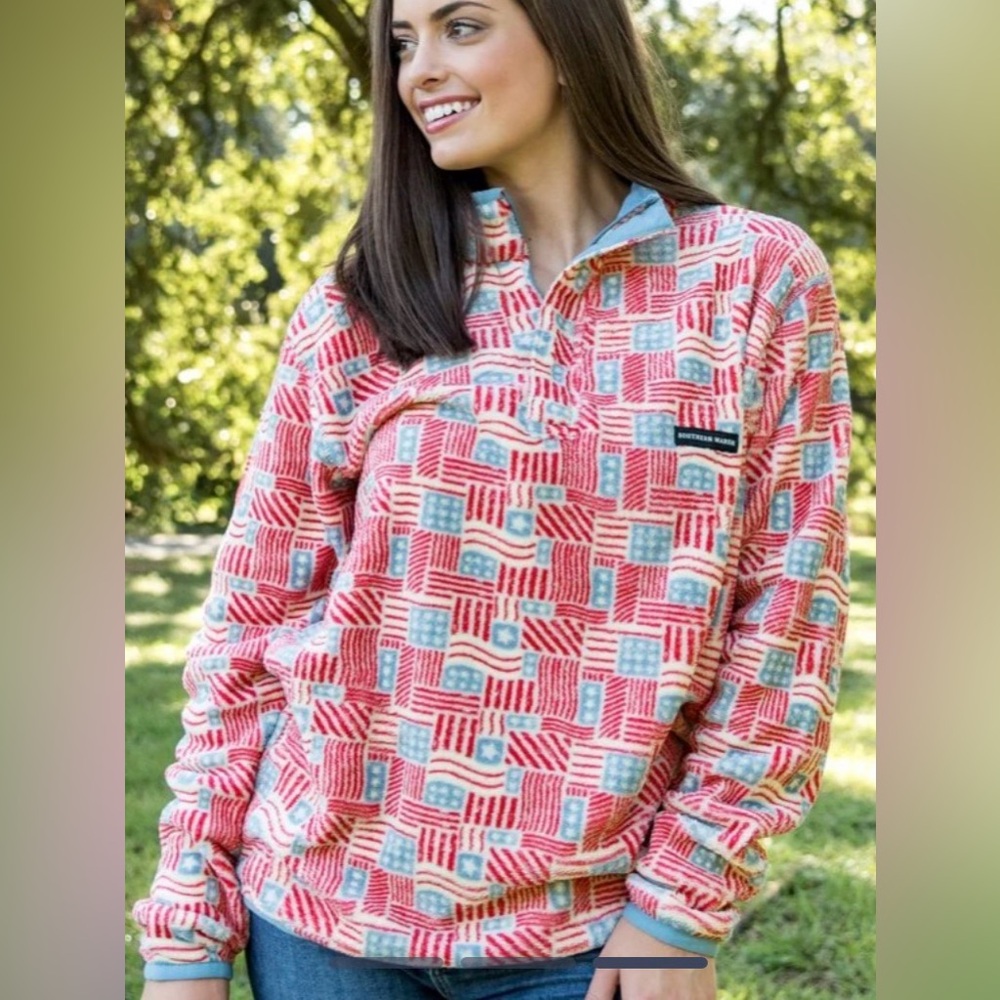 Women’s medium pullover jacket fleece quarter zip 4th of July